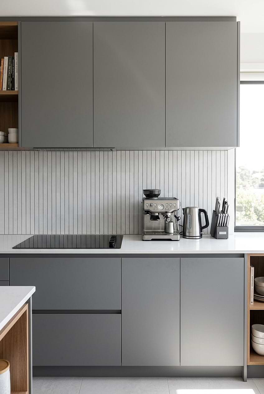 Light Gray Linear Porcelain Backsplash BA4502