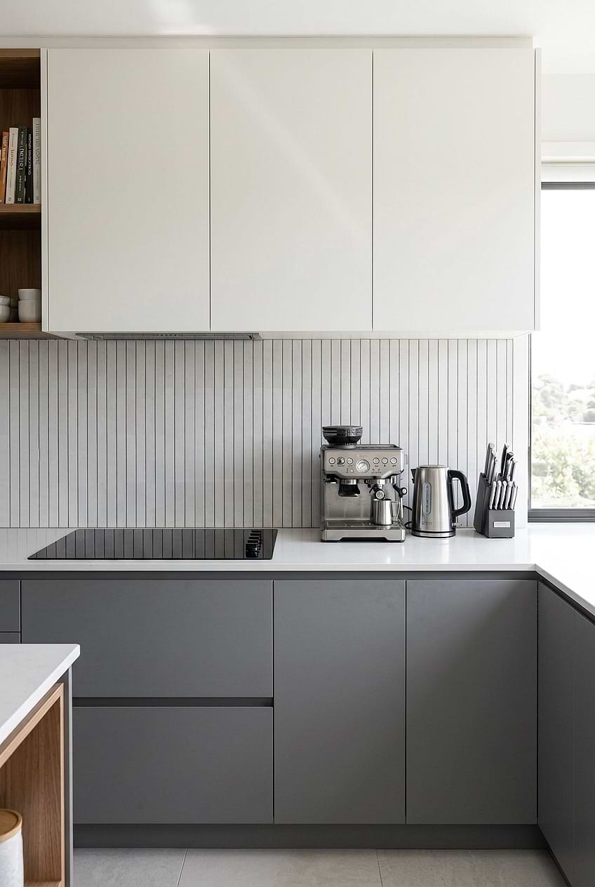 Light Gray Vertical Porcelain Mosaic Backsplash BA4502