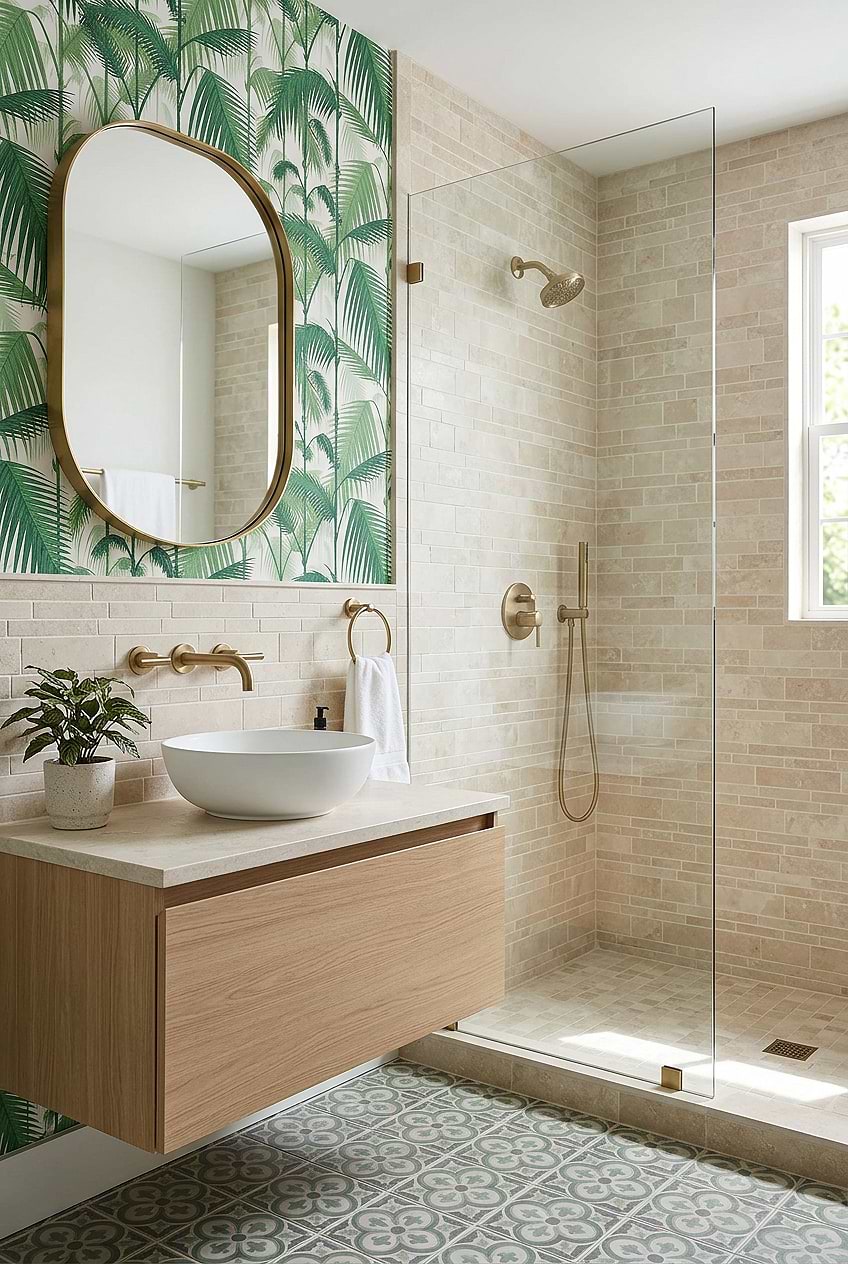 Light Ivory Travertine Bathroom Tile BA1092