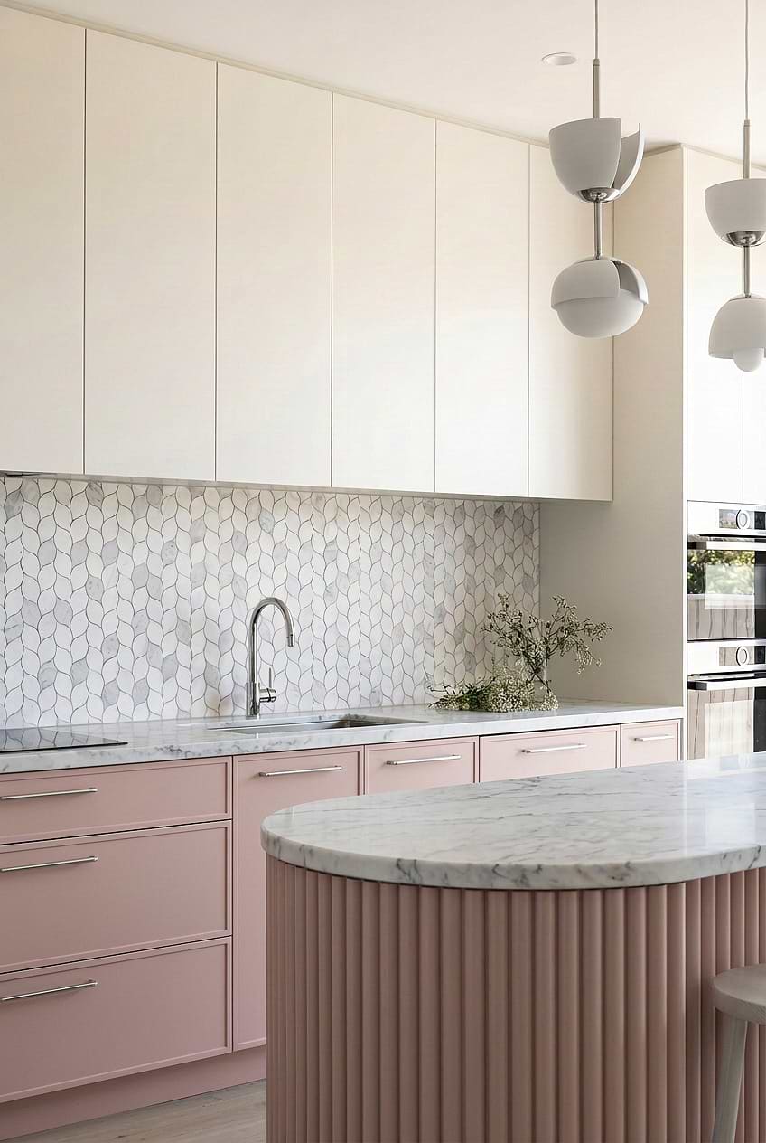 Marble Leaf Backsplash Pink Kitchen BA6316 Marble Leaf Backsplash Pink Kitchen BA6316