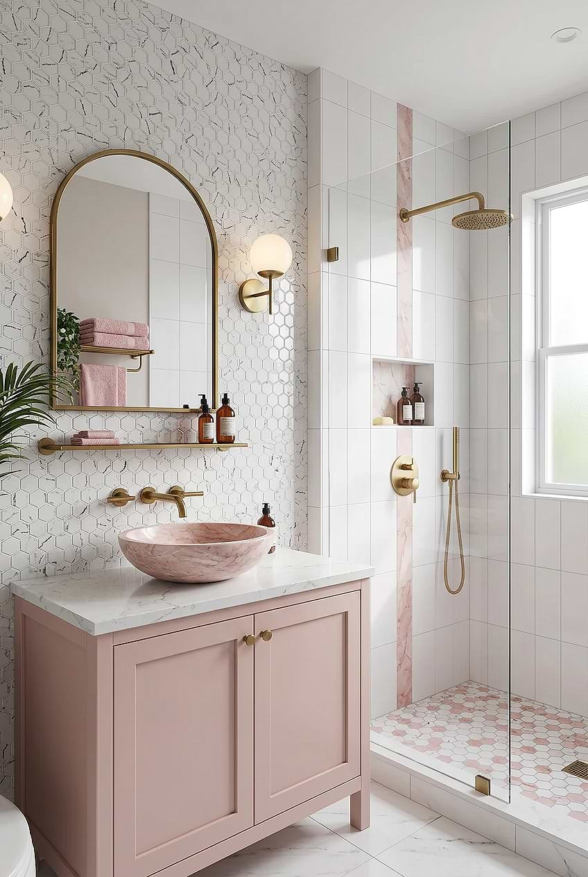 Marble Look Hexagon Vanity Tile BA5509