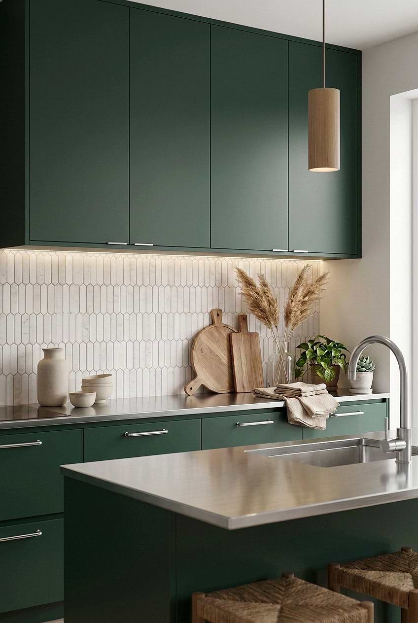Marble Picket Tile for Green Kitchen BA6321