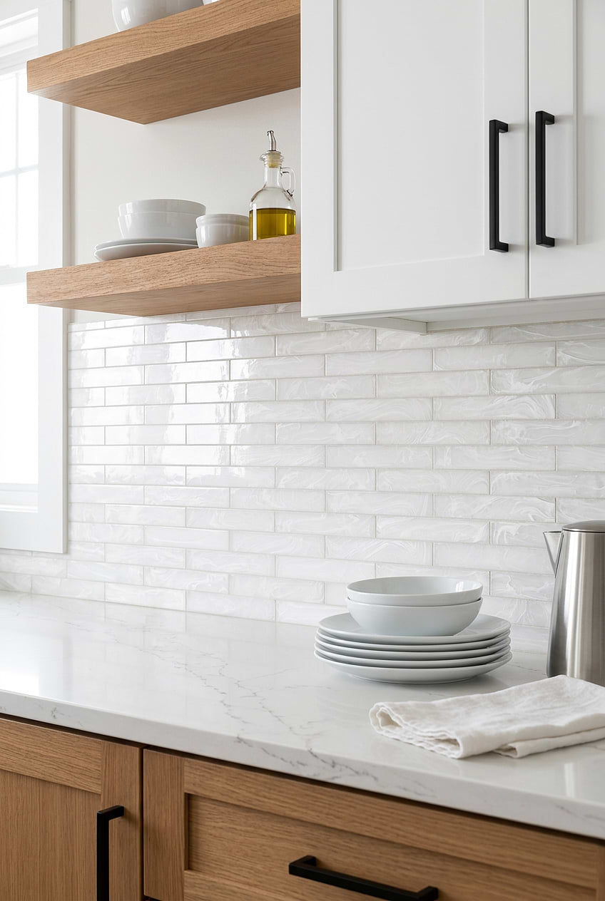 Milky White Glass Subway Backsplash BA6707