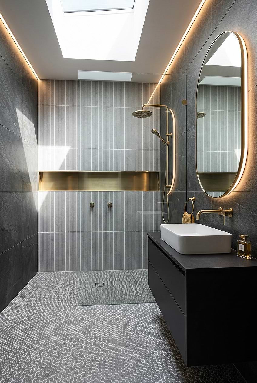 Modern Gray Porcelain for Black Bathroom BA4503 Modern Gray Porcelain for Black Bathroom BA4503