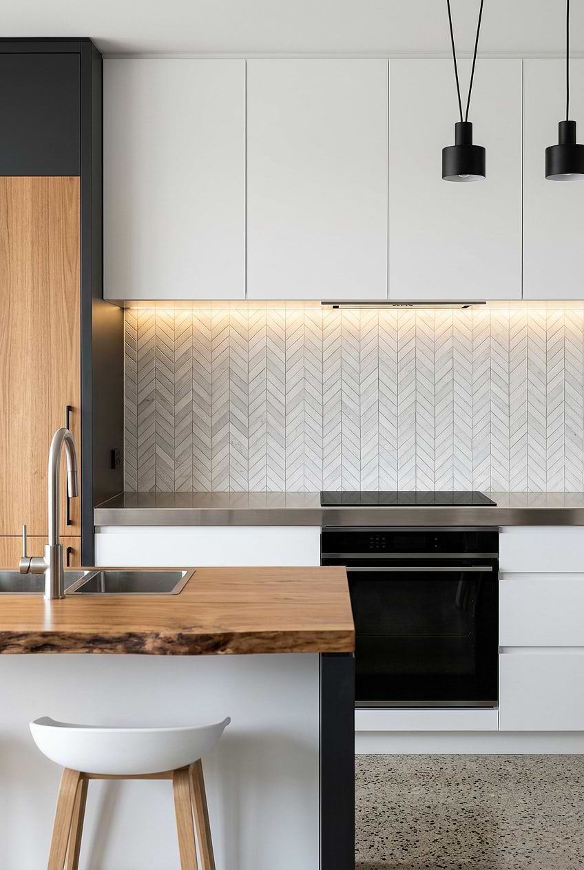Modern Marble Chevron Tile Backsplash BA631613