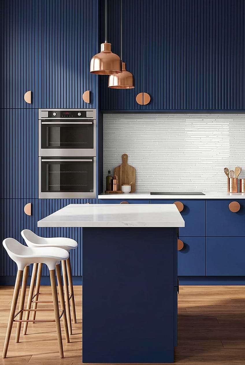 Modern White Linear Kitchen Backsplash BA1164