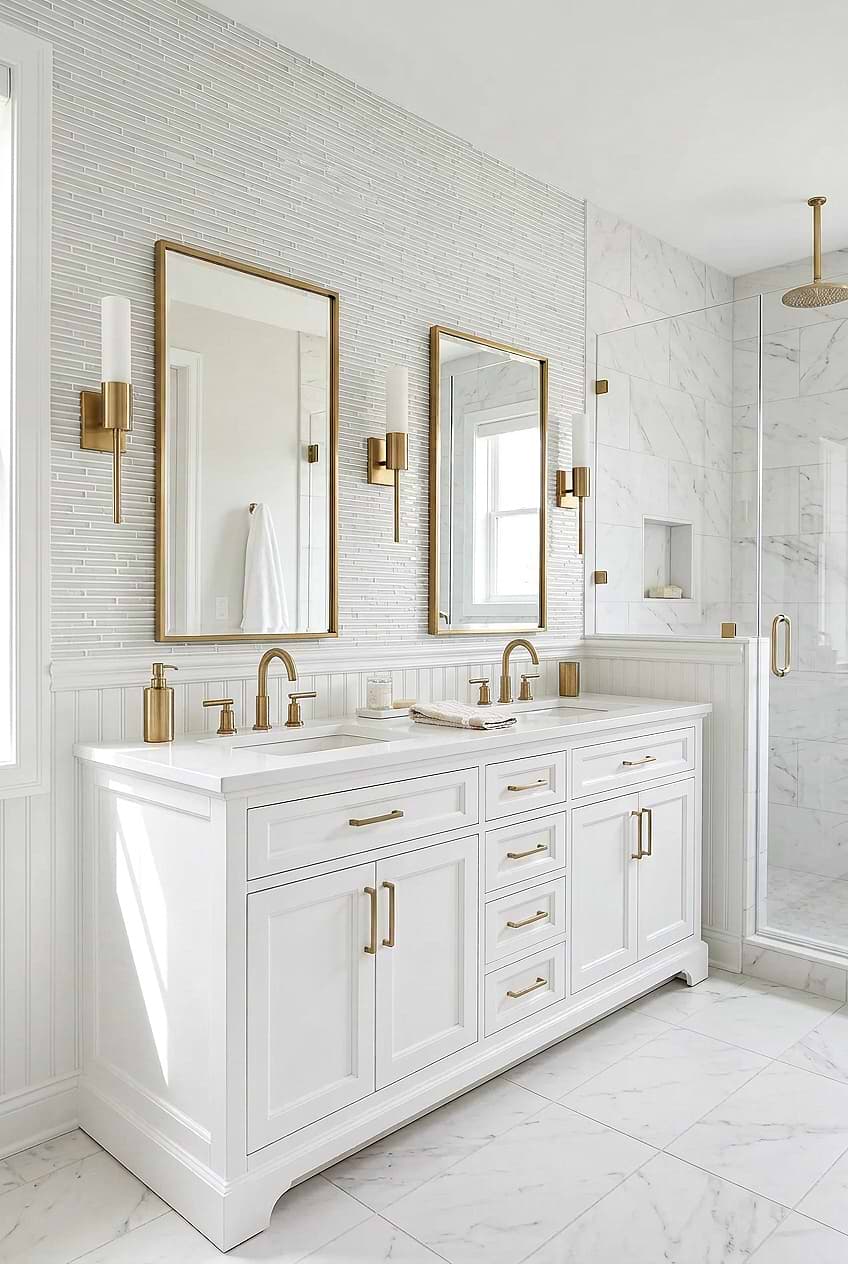 Modern White Mosaic Bathroom Wall Tile BA1164