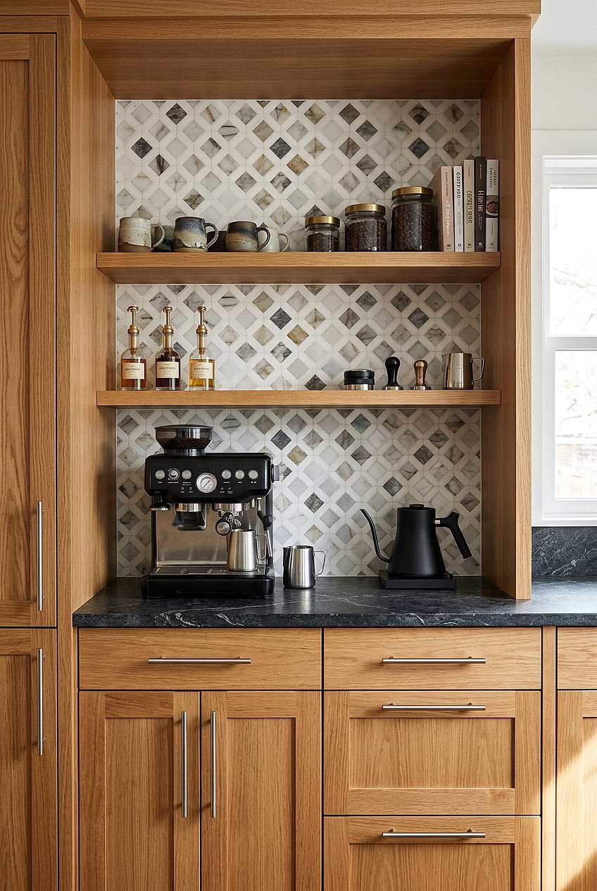 Multicolor Marble Diamond Coffee Bar Backsplash BA6313