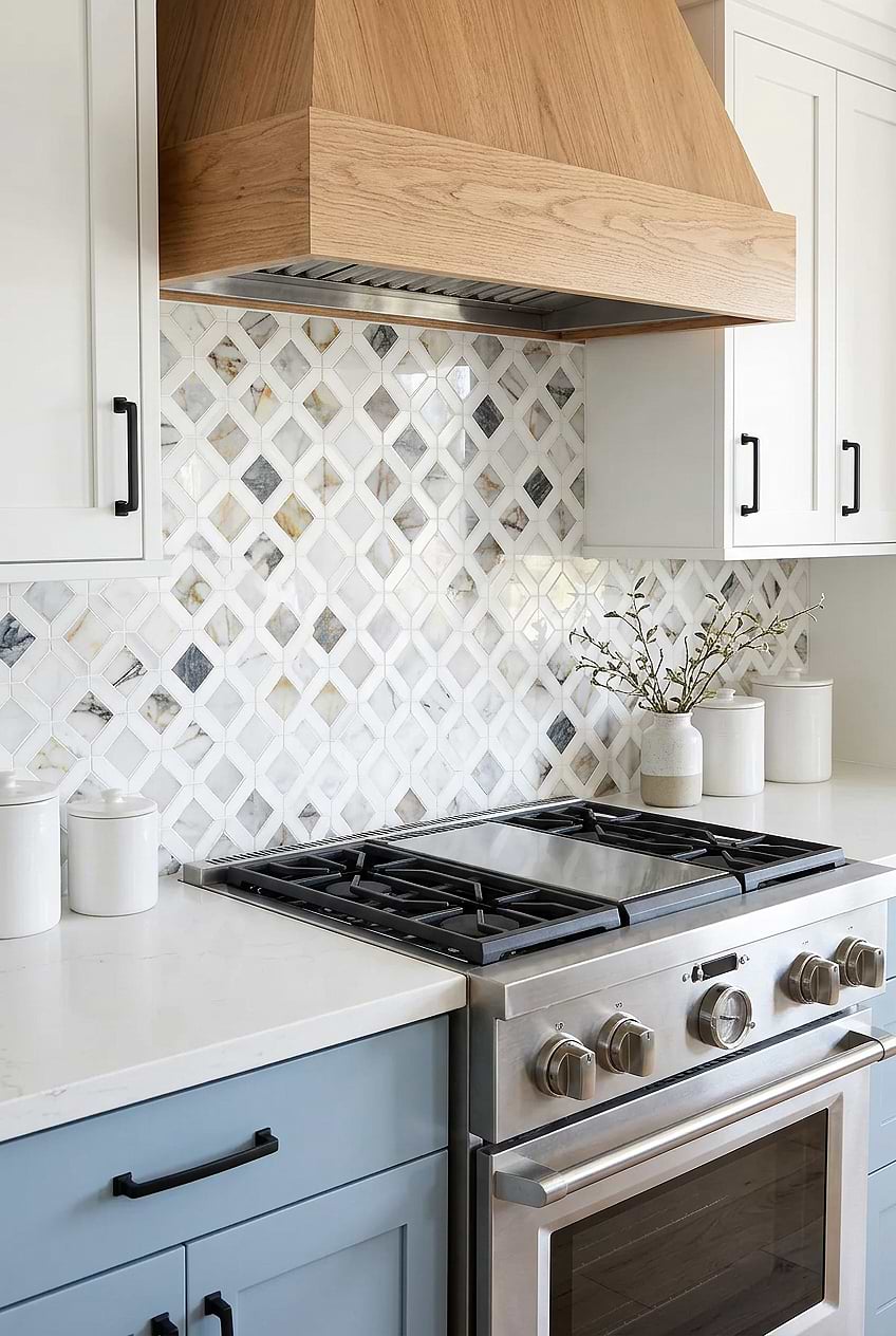 Multicolor Marble Diamond Kitchen Backsplash BA6313