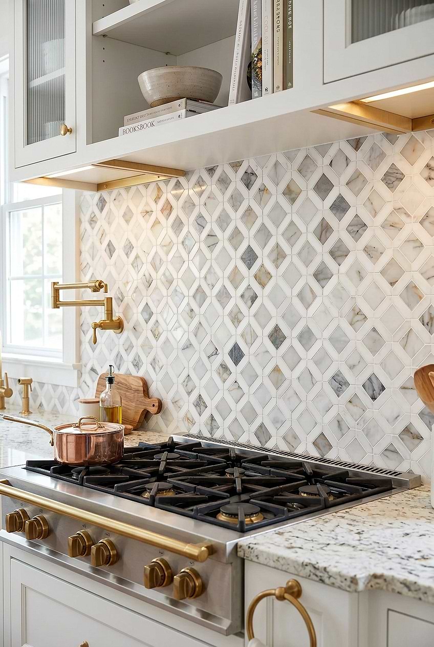 Multicolor Marble Diamond Kitchen Backsplash BA6313 Multicolor Marble Diamond Kitchen Backsplash BA6313