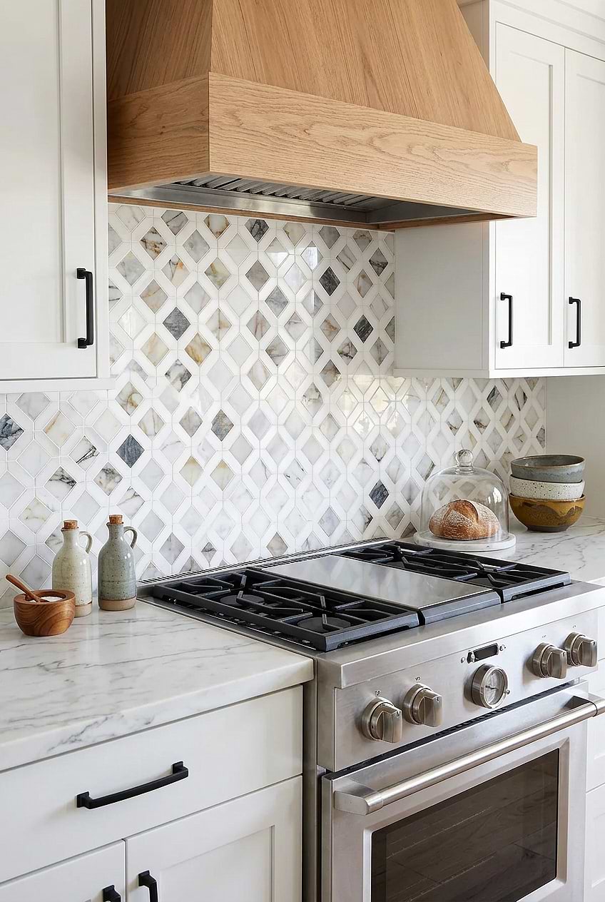 Multicolor Marble Diamond Kitchen Backsplash BA6313