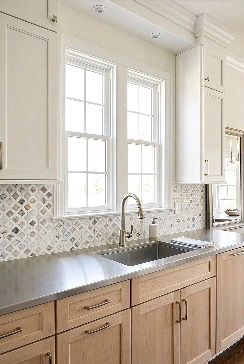 Multicolor Marble Diamond Mosaic Backsplash BA6313