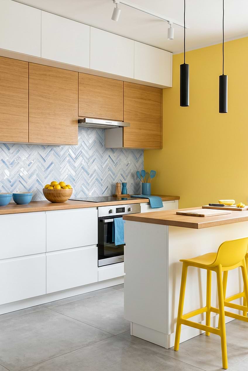 Ocean Blue Glass Herringbone Kitchen BA5507 LOT C