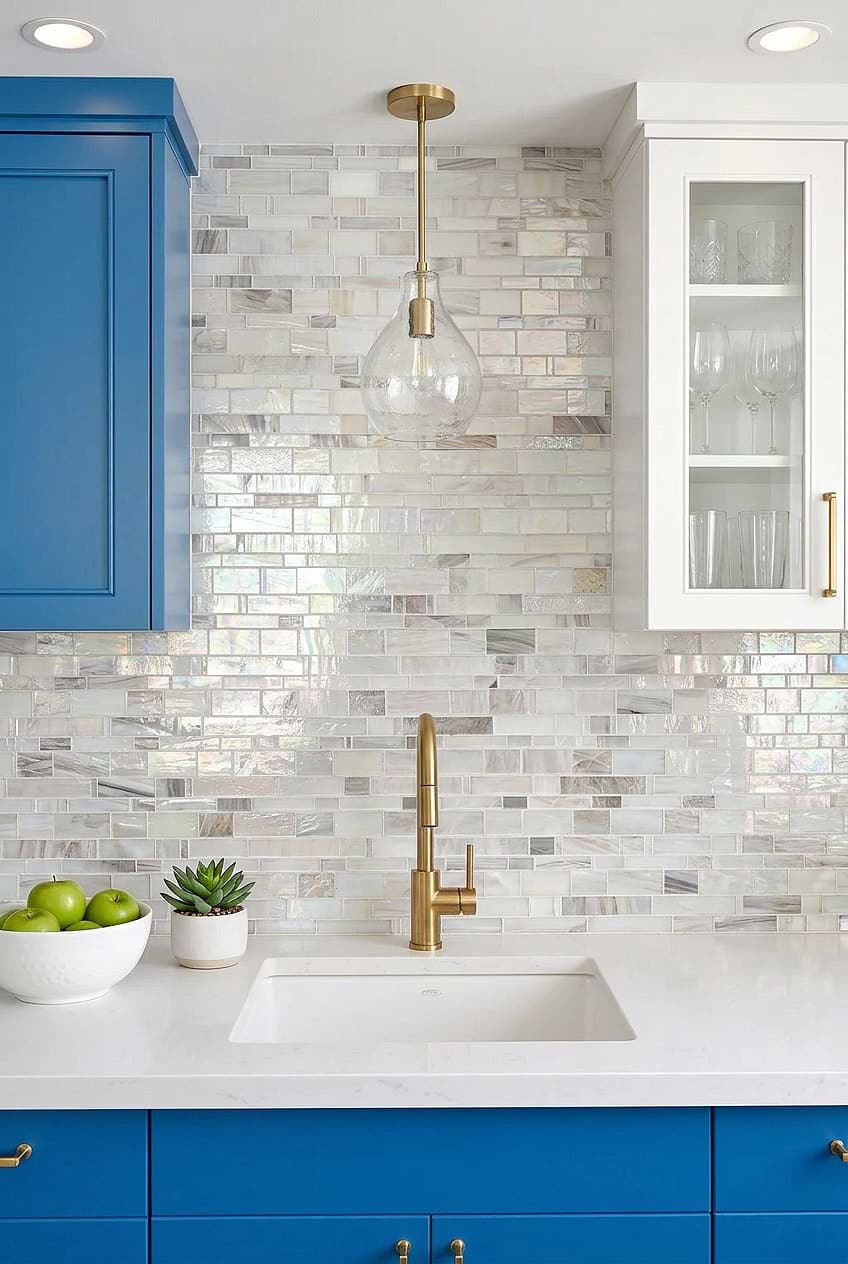 Opal Beige Artisan Glass Mosaic Backsplash BA7015