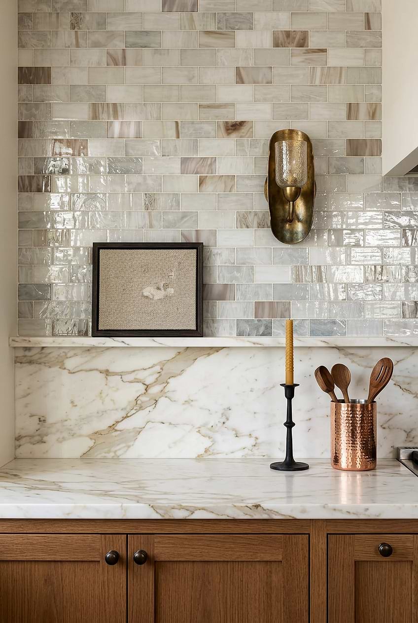 Opal Beige Artisan Glass Subway Backsplash BA7015 Opal Beige Artisan Glass Subway Backsplash BA7015