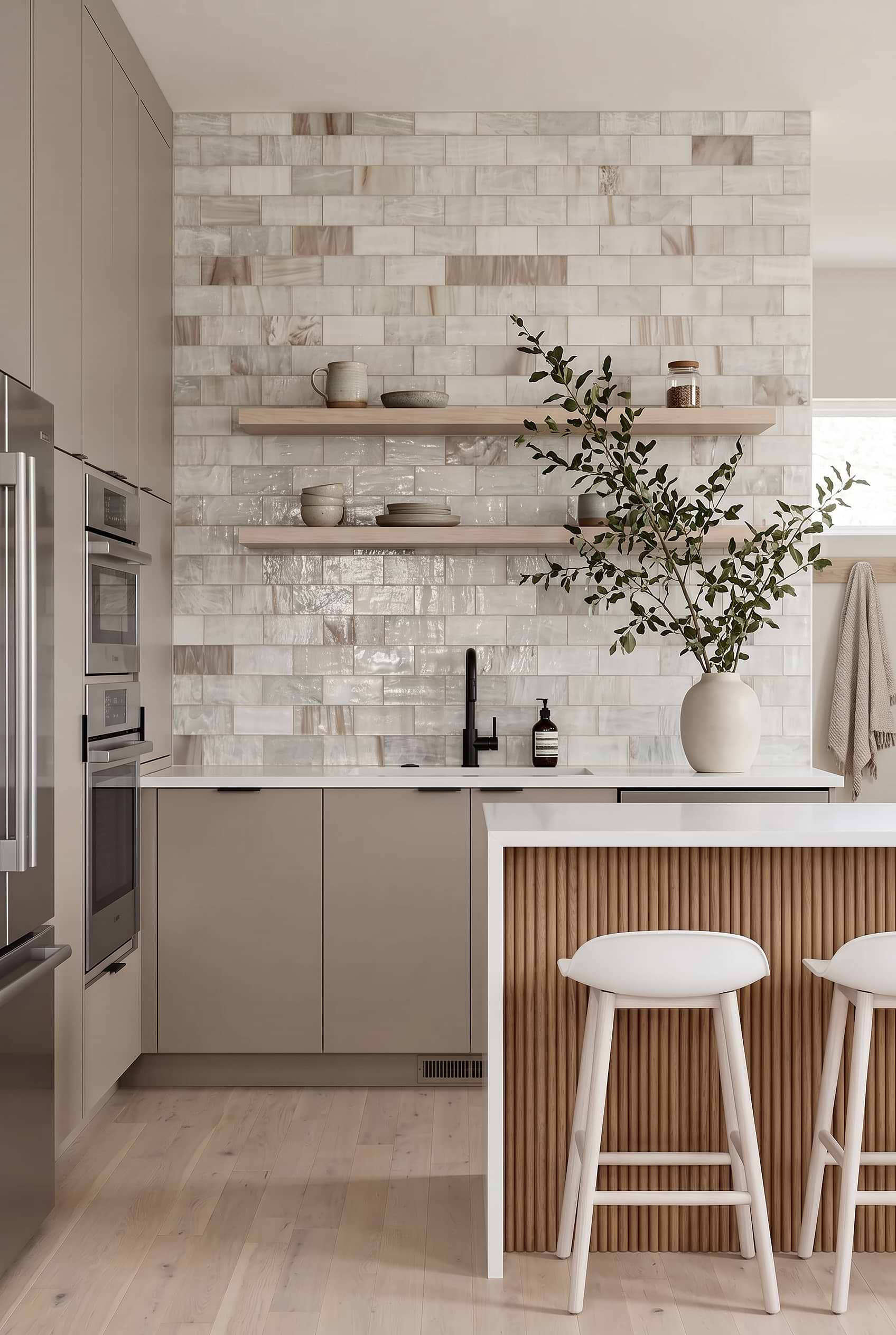 Opal Beige Artisan Glass Subway Backsplash BA7015