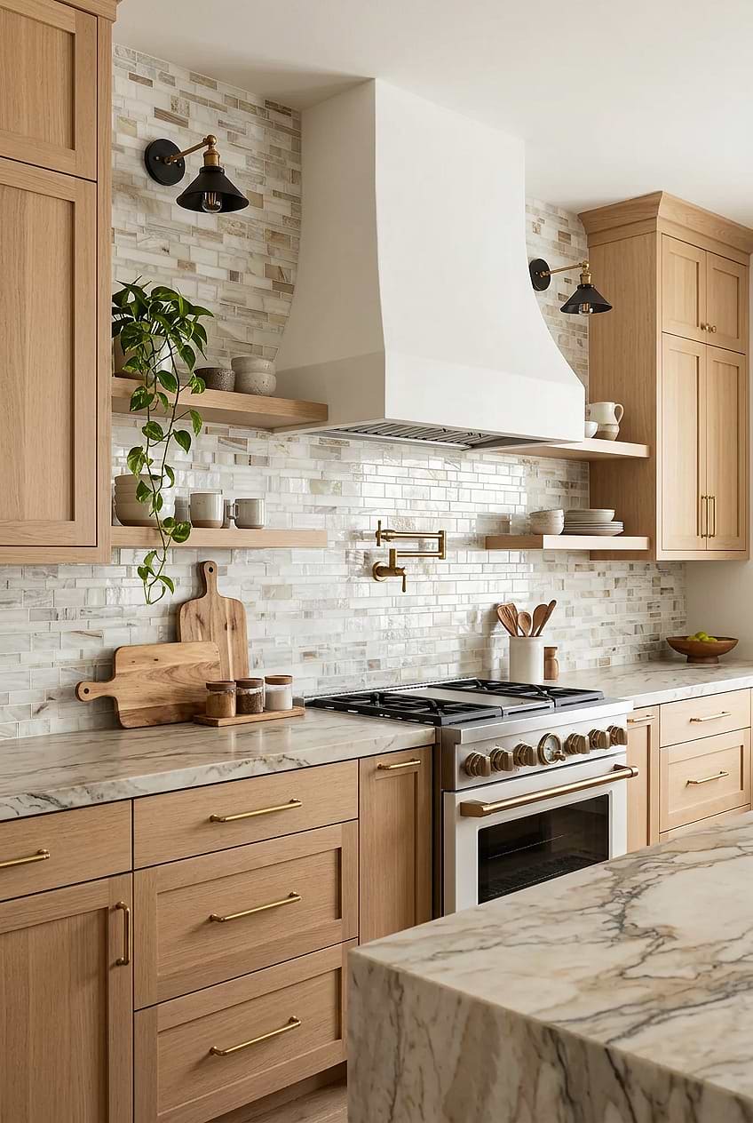 Opal Beige Glass Artisan Kitchen Backsplash BA7015