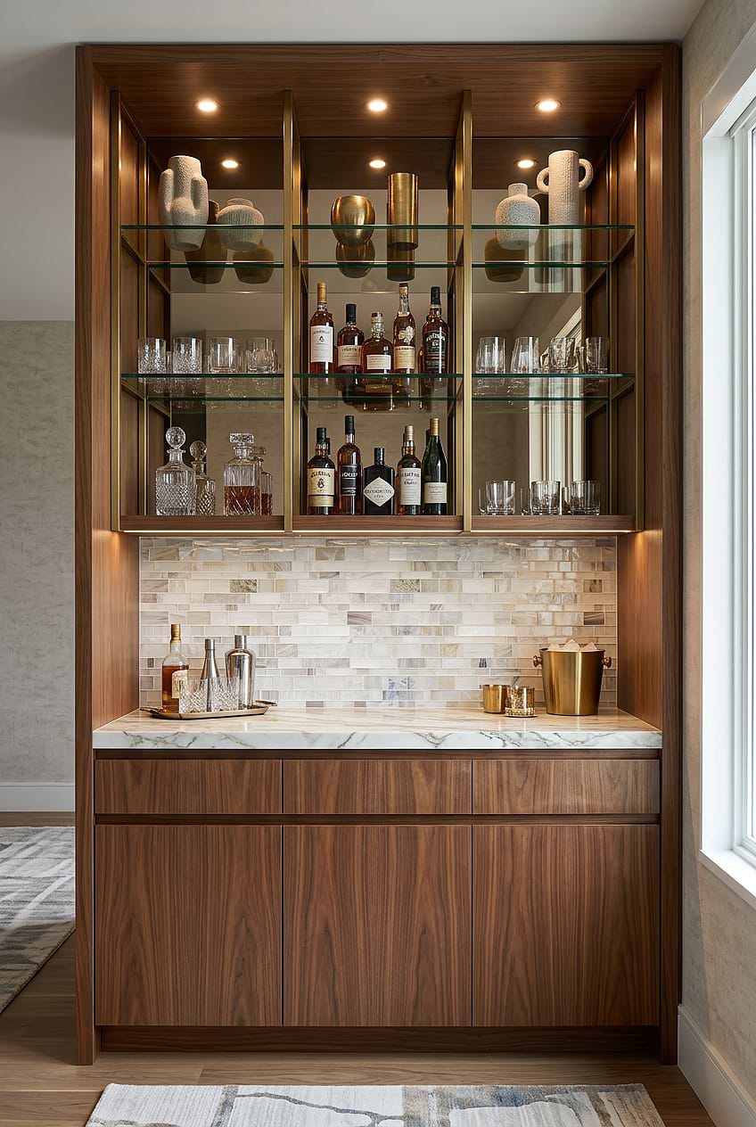 Opal Beige Glass Home Bar Backsplash BA7015