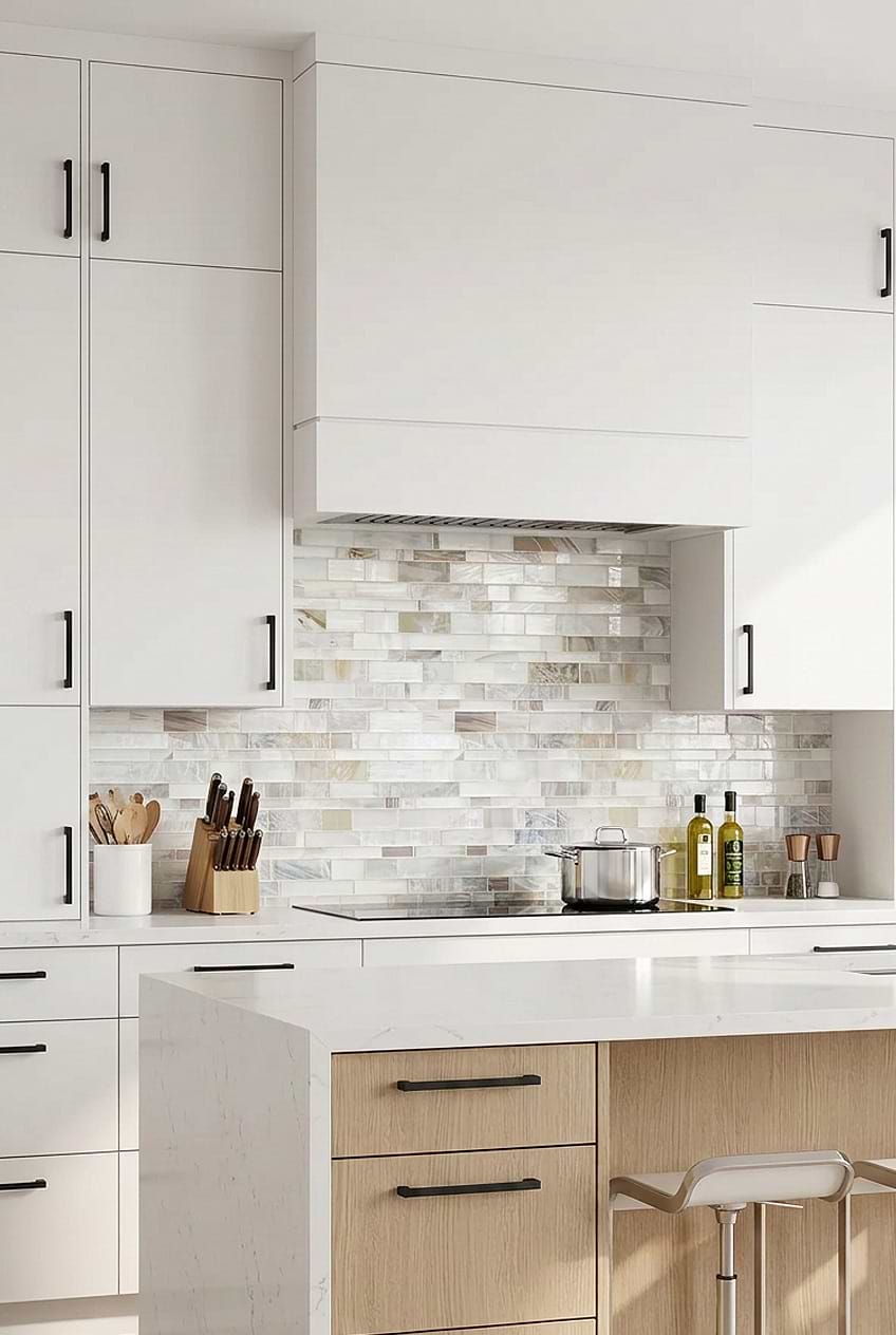 Opal Beige Hand Cut Glass Backsplash BA7015
