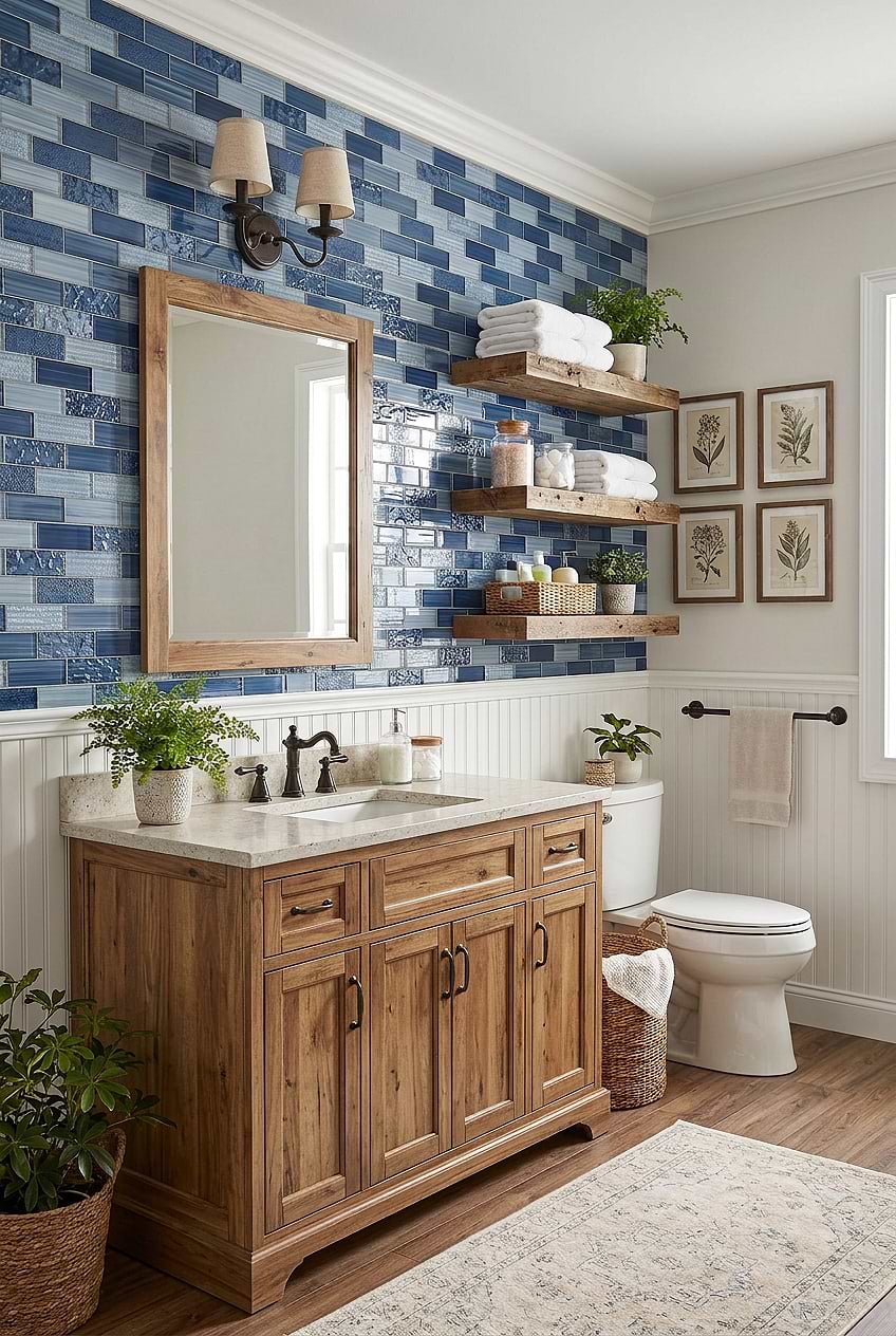 Pacific Blue Glass Bathroom Tile BA5530