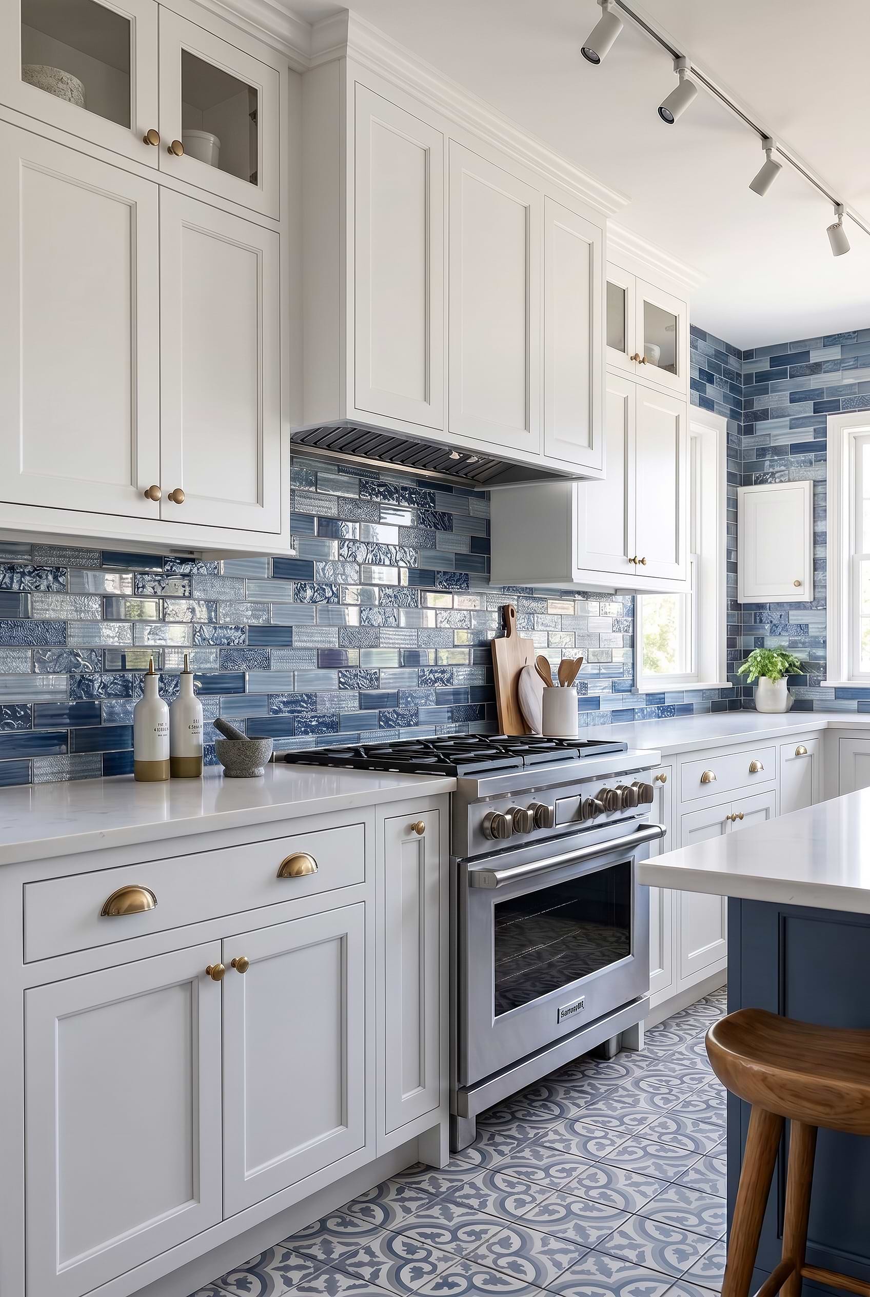 Pacific Blue Glass Kitchen Backsplash BA5530