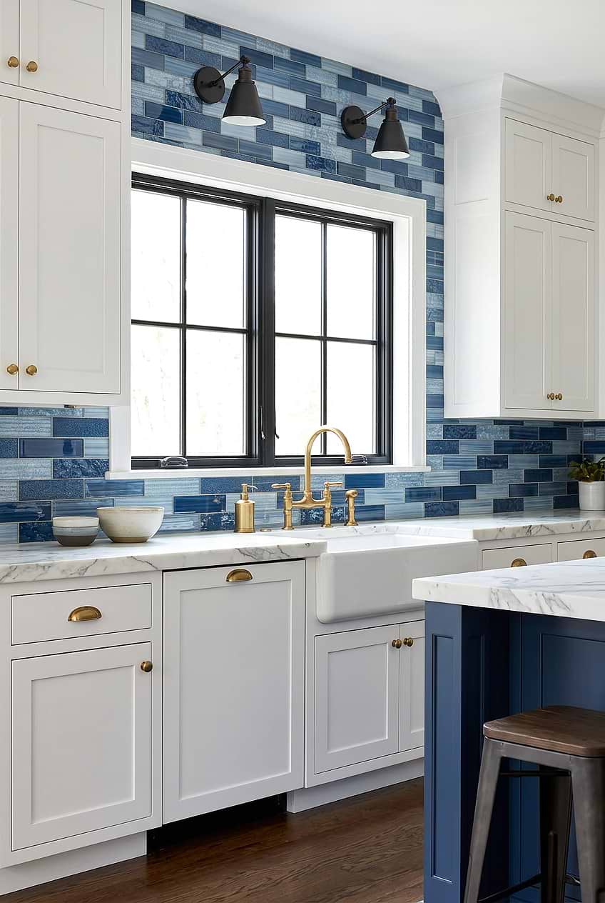 Pacific Blue Glass Subway Kitchen Tile BA5530