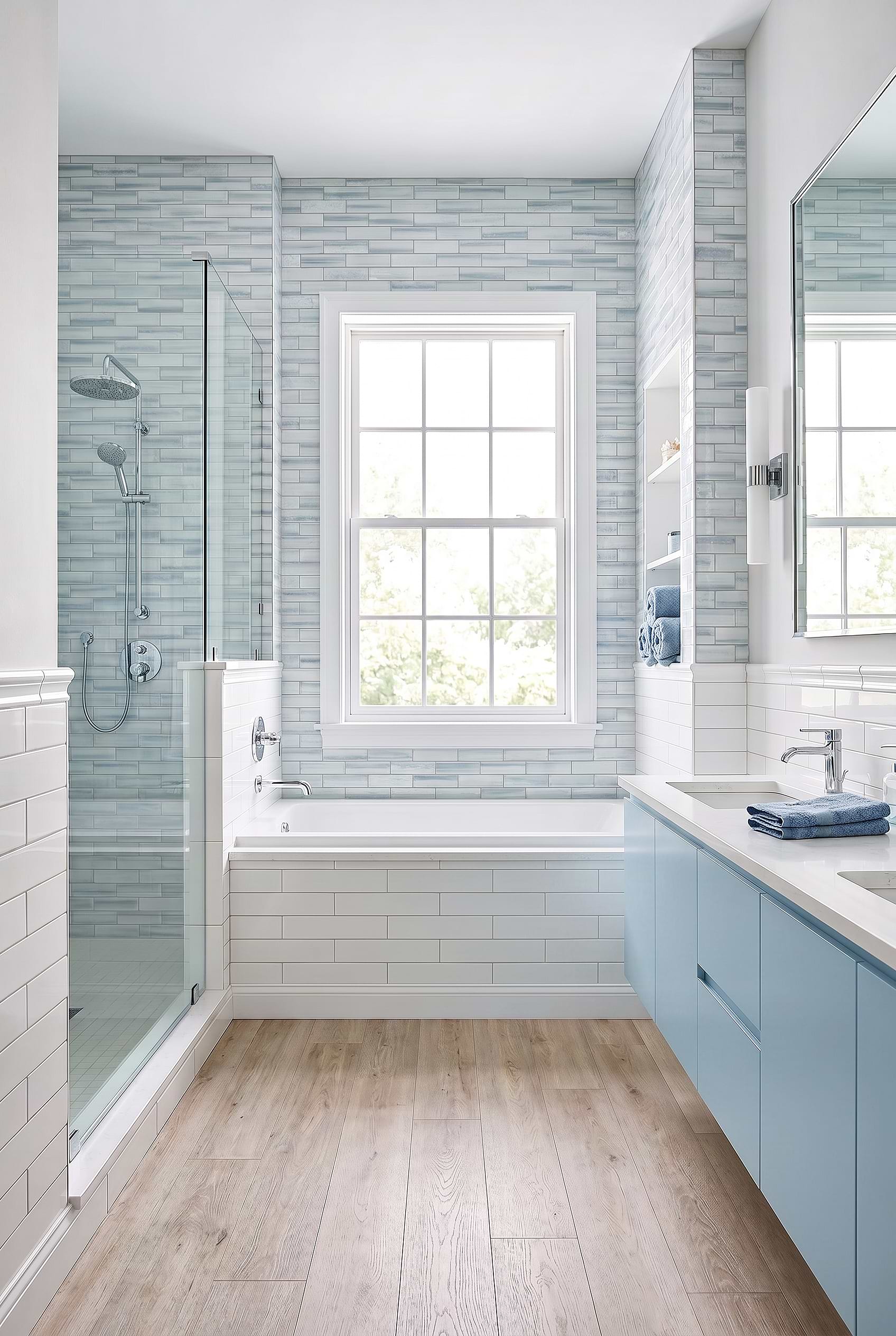 Pale Blue Glass Subway Bathroom Tile BA5507 LOT A