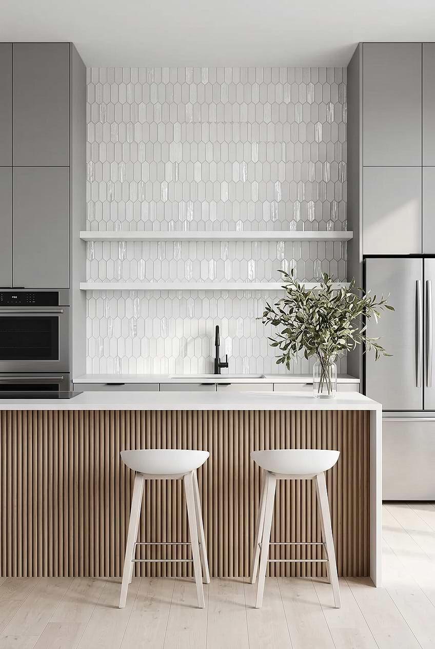 Pearl Glass Picket Scandinavian Kitchen BA6701
