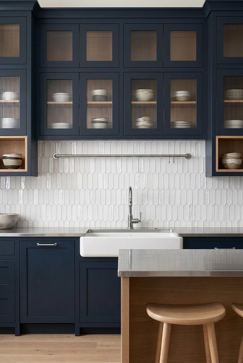 Pearl Picket Backsplash with Stainless Steel Countertops BA6701