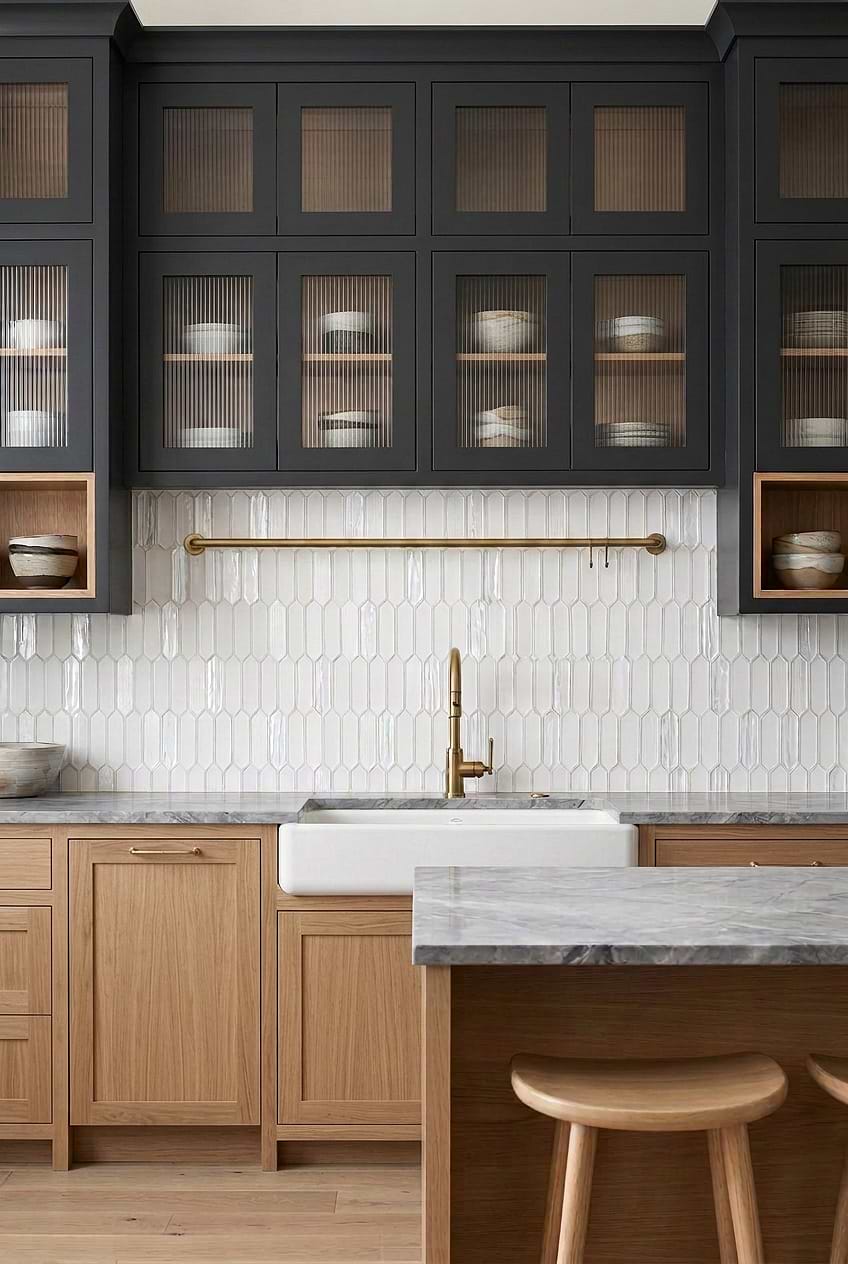 Pearl Picket Two Tone Kitchen Backsplash BA6701