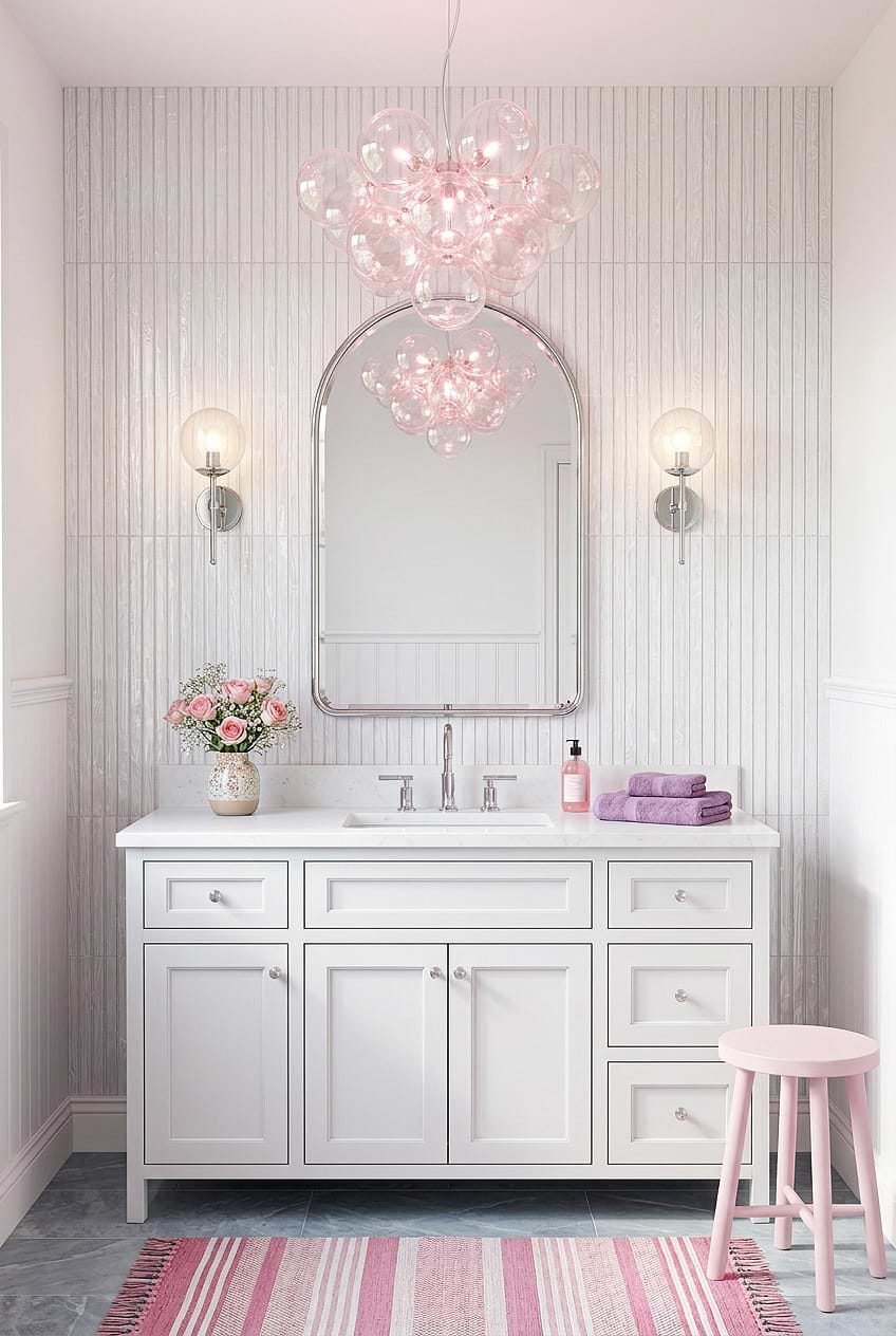 Pearl Shell Glass Girls Bathroom Tile BA8023