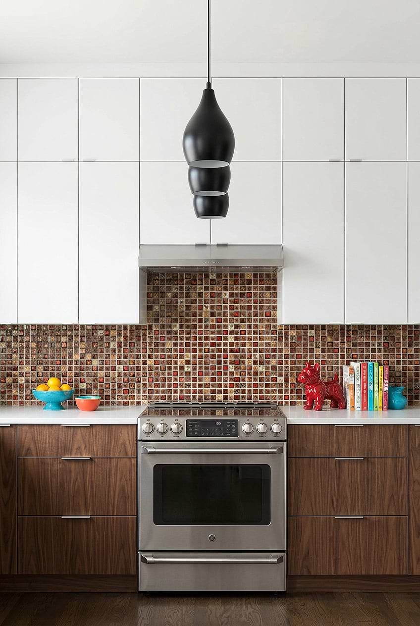 Red Beige Glass Ceramic Mosaic BA1105