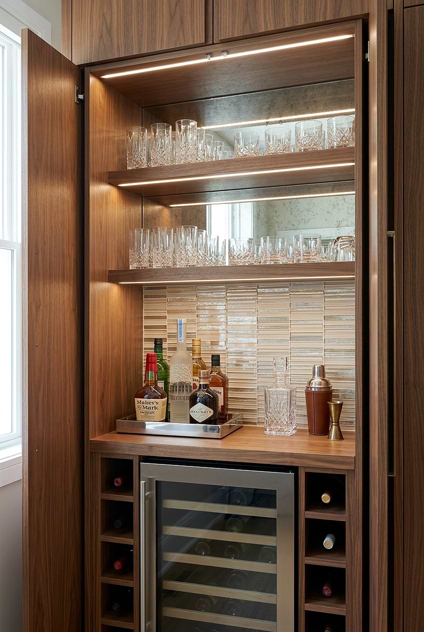 Rose Gold Glass Bar Backsplash BA8006
