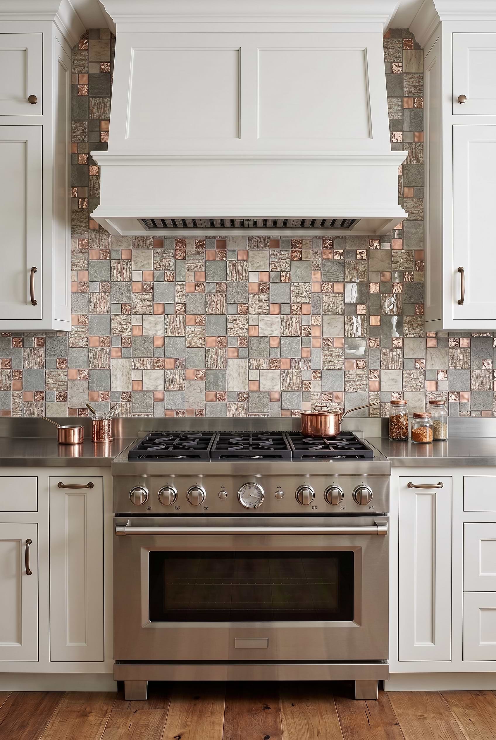 Rose Gold Gray Mosaic Kitchen Backsplash BA8007