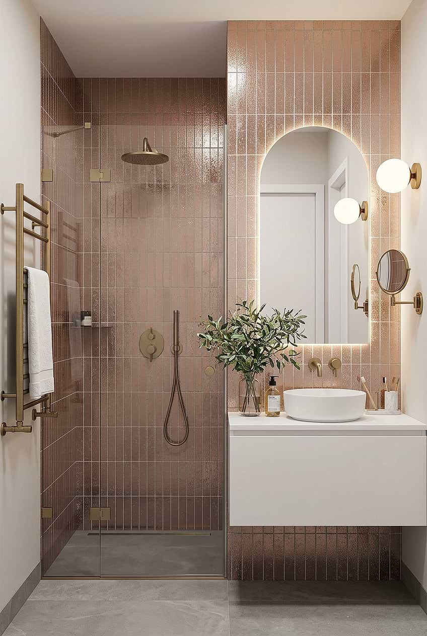 Rose Gold Metallic Girls Bathroom Tile BA6206