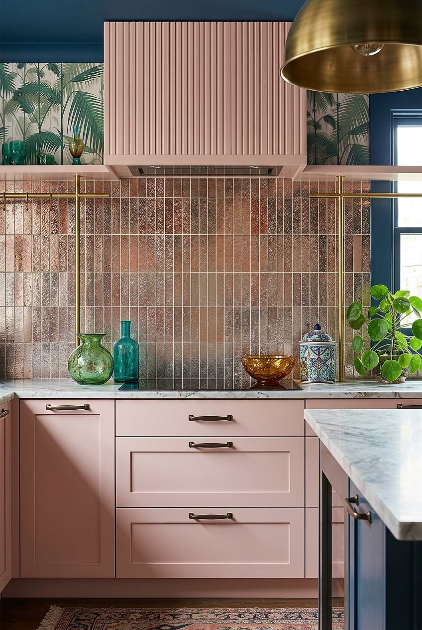 Rose Gold Metallic Kitchen Backsplash BA6206 Rose Gold Metallic Kitchen Backsplash BA6206