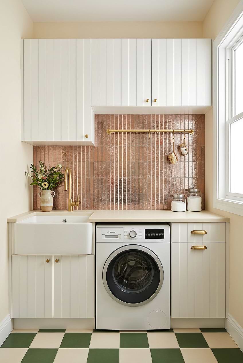 Rose Gold Metallic Laundry Room Backsplash BA6206