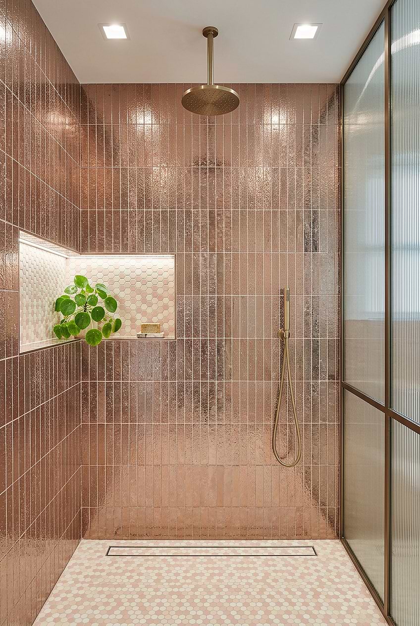 Rose Gold Metallic Shower Tile BA6206