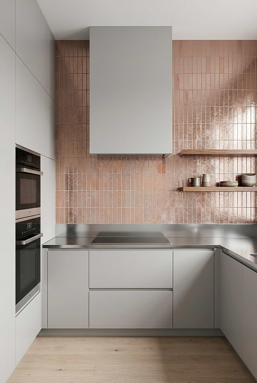 Rose Gold Metallic Vertical Backsplash BA6206