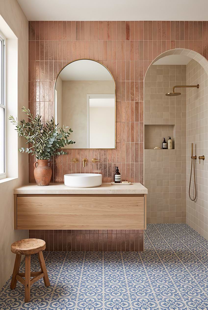 Rose Gold Metallic Vertical Bathroom Tile BA6206