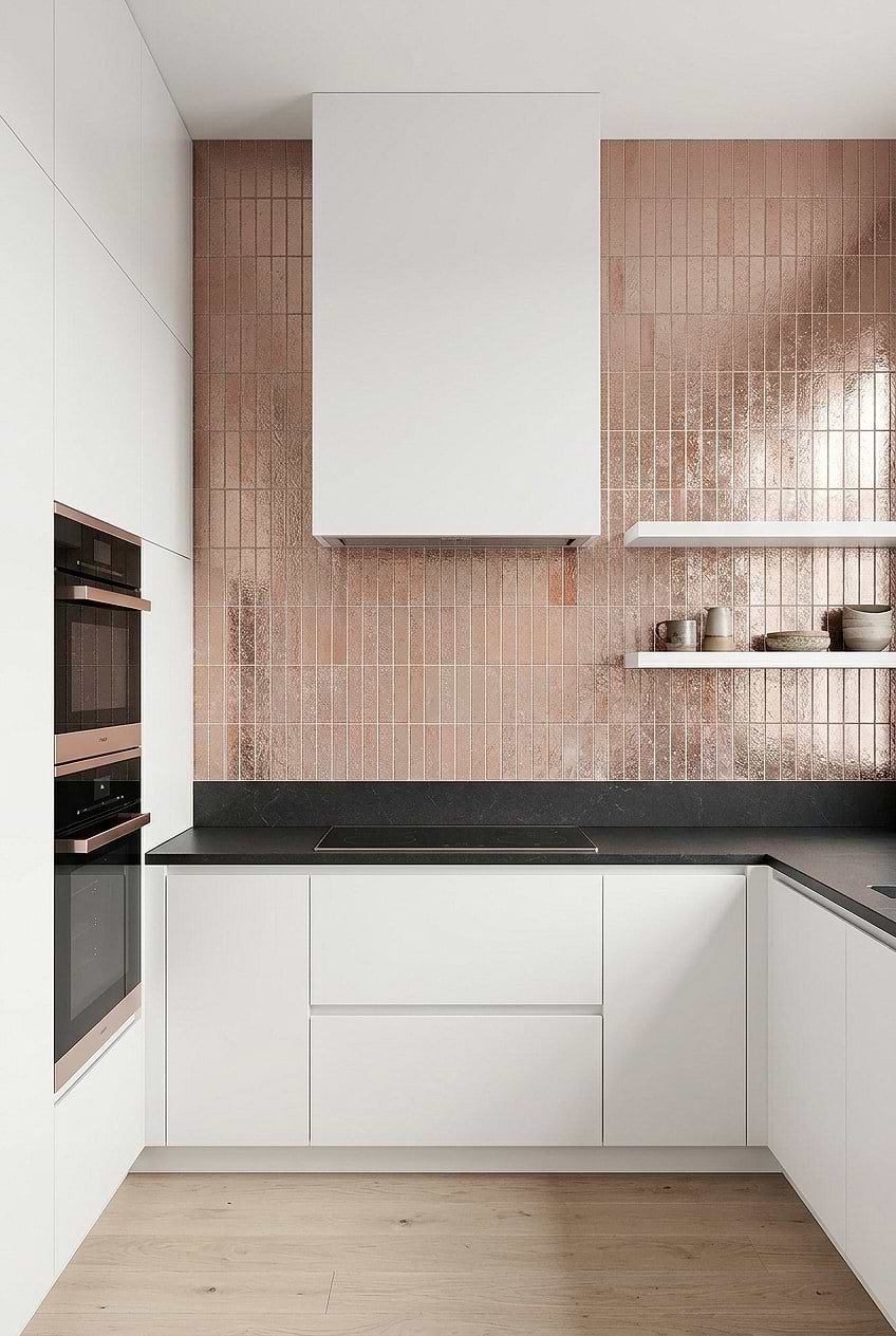 Rose Gold Metallic Vertical Kitchen Tile BA6206 Rose Gold Metallic Vertical Kitchen Tile BA6206