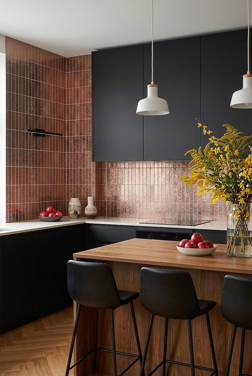 Rose Gold Metallic Vertical Mosaic Backsplash BA6206