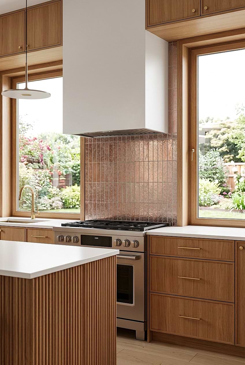 Rose Gold Metallic Vertical Tile Backsplash BA6206