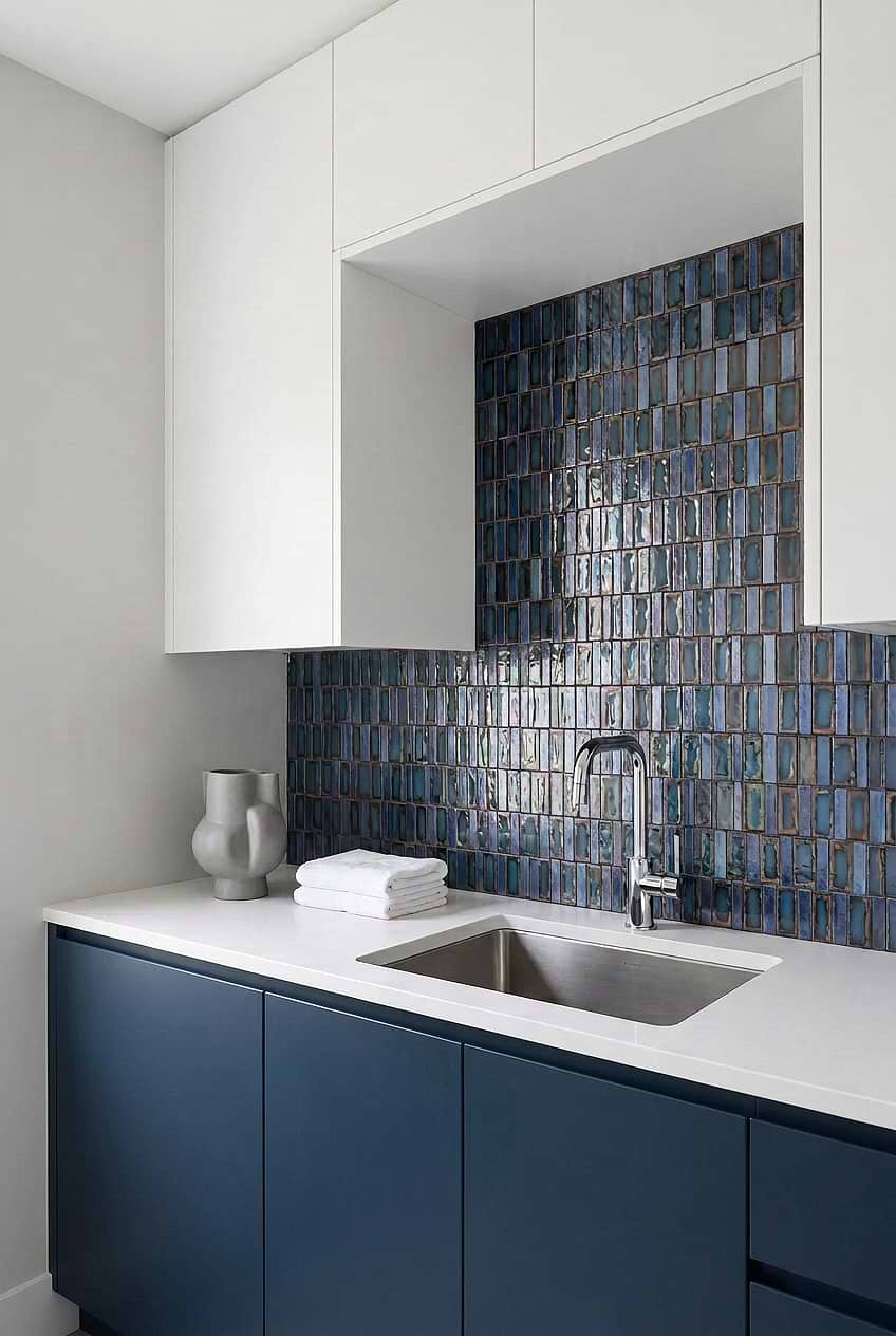 Rustic Blue Glass Laundry Backsplash BA6204