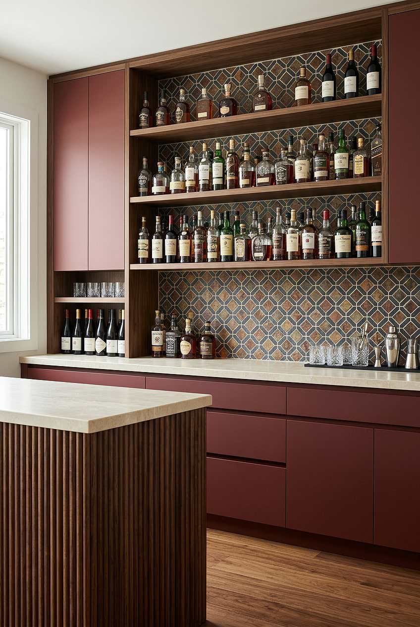 Rustic Brown Diamond Slate Bar Backsplash BA1067