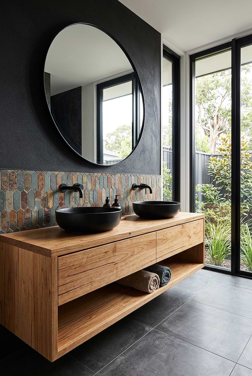 Rustic Brown Gray Picket Slate Bathroom Tile BA1066 Rustic Brown Gray Picket Slate Bathroom Tile BA1066