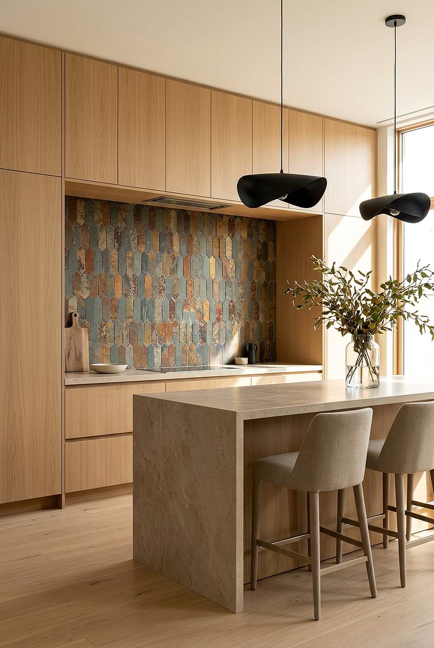 Rustic Brown Gray Picket Slate Kitchen BA1066