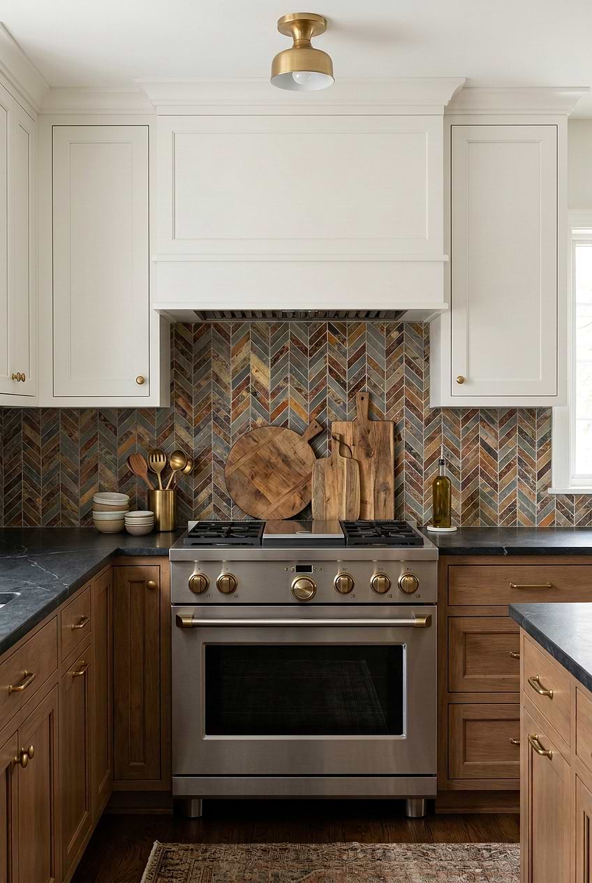 Rustic Brown Gray Slate Chevron Mosaic Tile BA1065