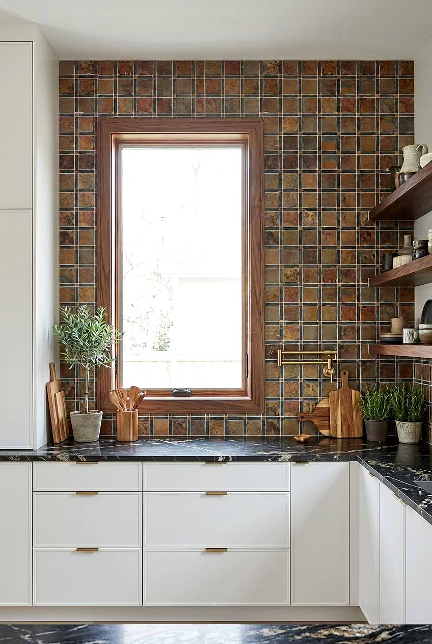 Rustic Brown Gray Slate Kitchen BA1068 Rustic Brown Gray Slate Kitchen BA1068