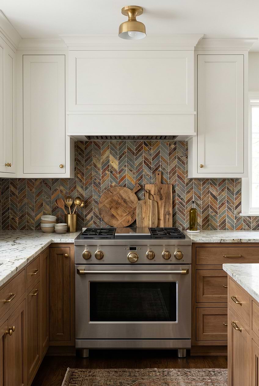 Rustic Brown Slate Chevron Backsplash BA1065